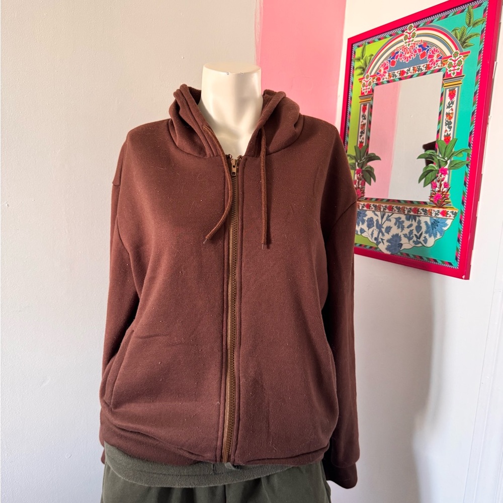 Dark Brown Zip Up Hoodie